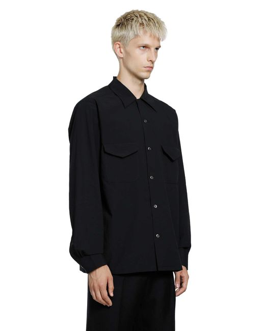 TAIGA TAKAHASHI Black Lot 101 Open Collar Shirt for men