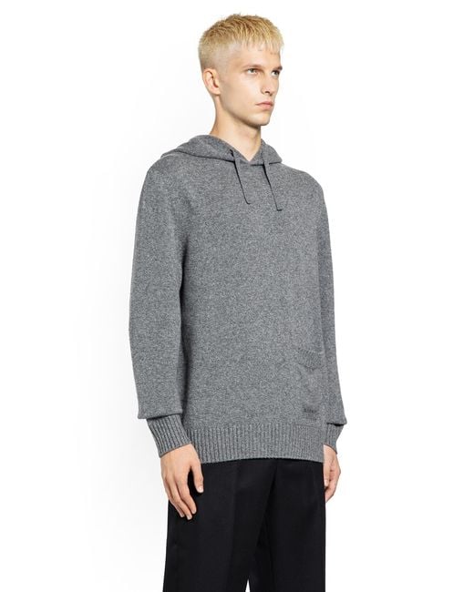 Givenchy Gray Hooded Knitted Sweater for men