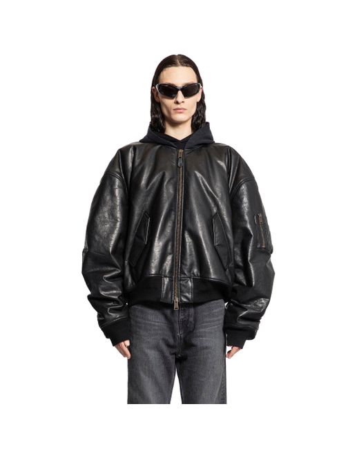 Balenciaga Black Leather Jackets for men