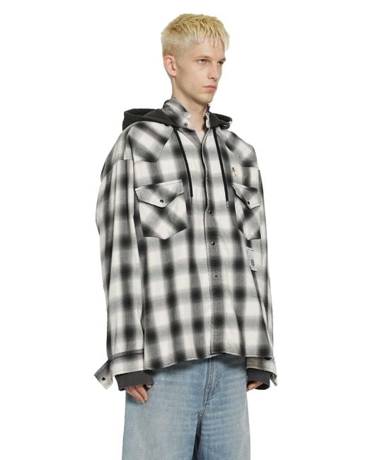 Maison Mihara Yasuhiro Gray Hoodie Combine Checkered Shirt for men
