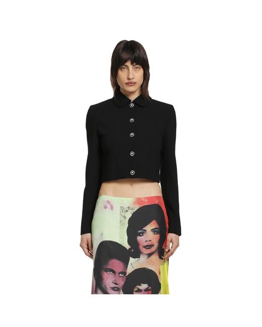 Versace Black Double Wool Crop Jacket