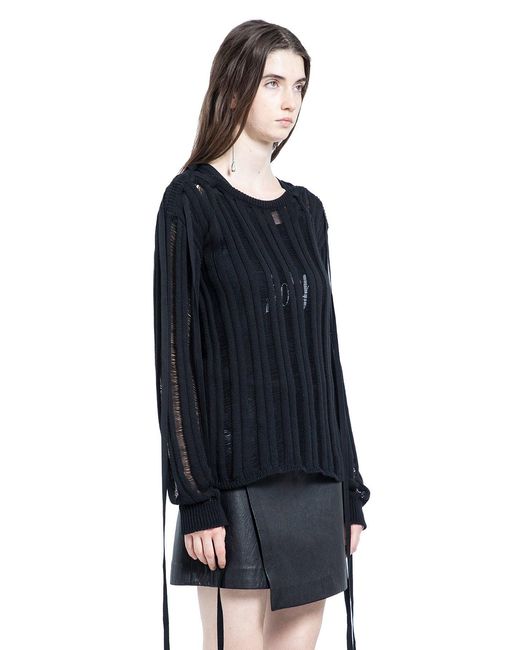 Ann Demeulemeester Black Gala Ladder Stitch Sweater