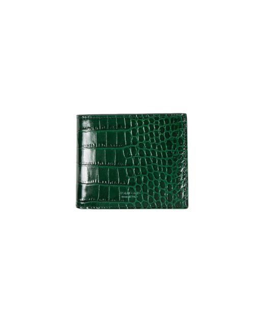 Tom Ford Green Bifold Snake Print Leather Wallet for men