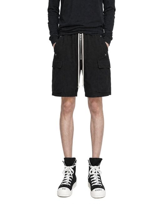 Rick Owens Black Tower Cargobela Shorts for men