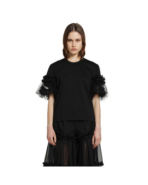 Noir Kei Ninomiya Black Ruffle Short Sleeve T-Shirt