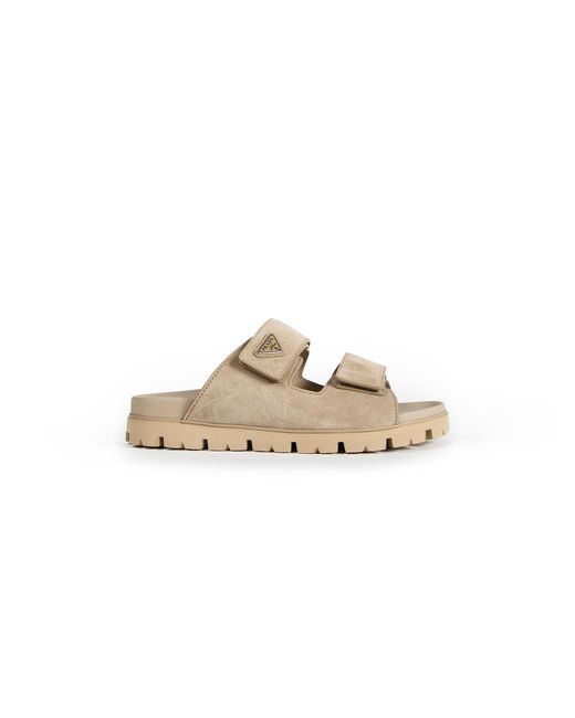 Prada Natural Suede Band Sandals for men
