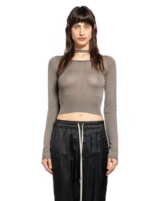 Rick Owens Brown Temple Cropped Pull