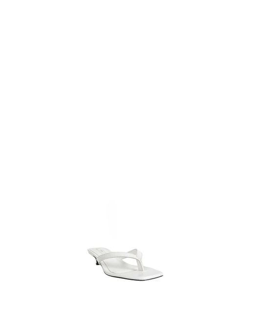 Totême White Croco-Embossed Heeled Flip Flops