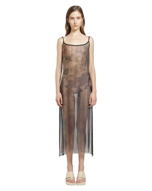 IA London Brown Sheer Slip Midi Dress