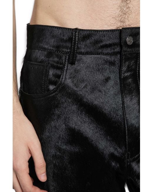 sunflower Black Wide Twist Cowhide Pants for men