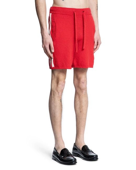 Laneus Red Stretch Cotton Nylon Knit Shorts for men