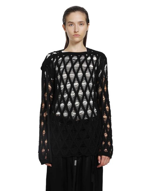 Ann Demeulemeester Black Izabel Diamond Stitch Sweater