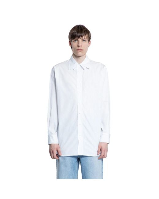 RECTO. White Double Collar Stripe Shirt for men