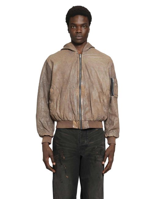 ALEXANDER DIGENOVA Brown Leather Bomber Jacket for men