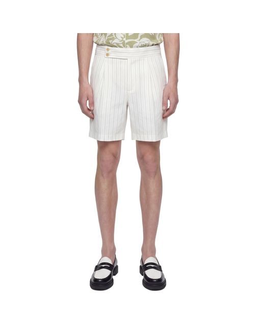 Hed Mayner White Pinstriped Wool Shorts for men