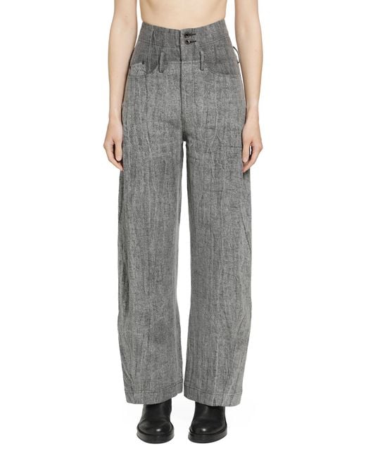 Yehuafan Gray Linen Trousers