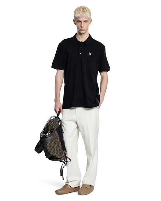 Fendi Black Ff Cotton Piqué Polo Shirt for men