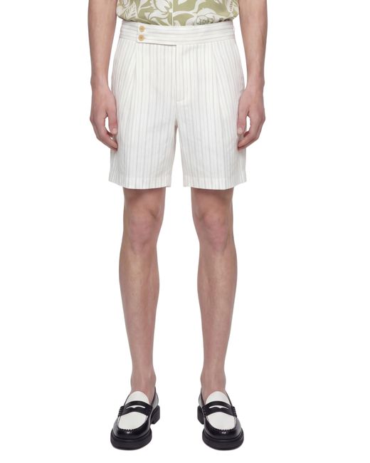 Hed Mayner White Pinstriped Wool Shorts for men