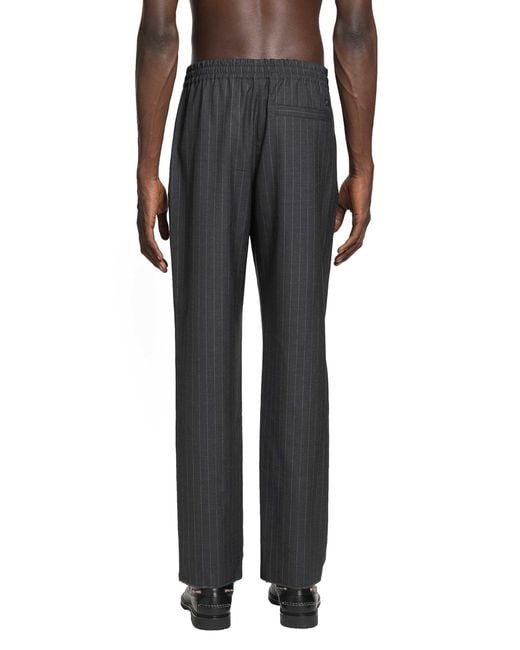 Burberry Black Pinstriped Wool Track Pants for men