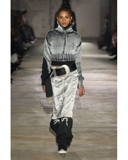 VAQUERA Gray Cropped Painted Cardigan