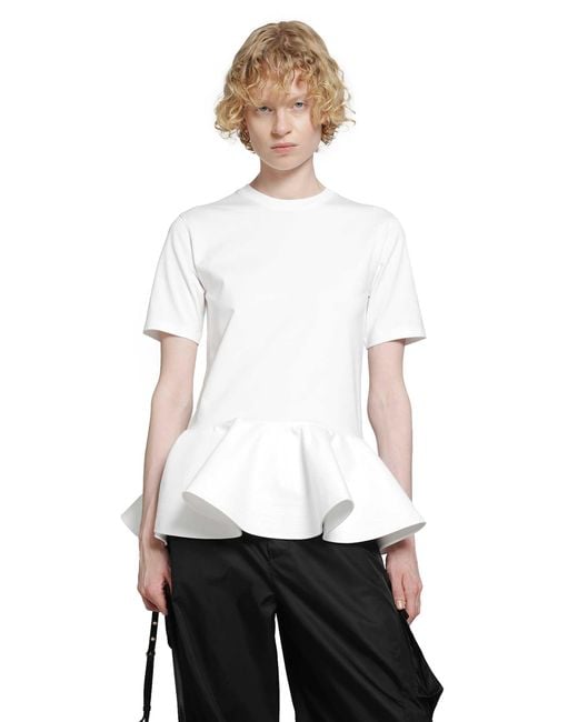Alaïa White Cotton Jersey Crinoline T-Shirt