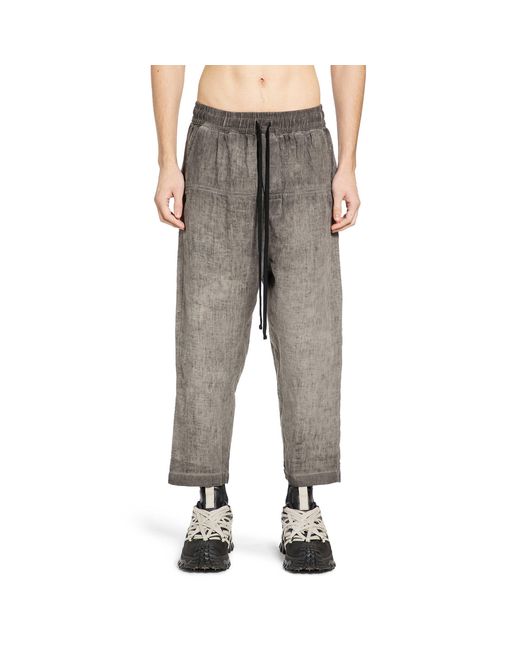 Thom Krom Gray Cropped Linen Trousers for men