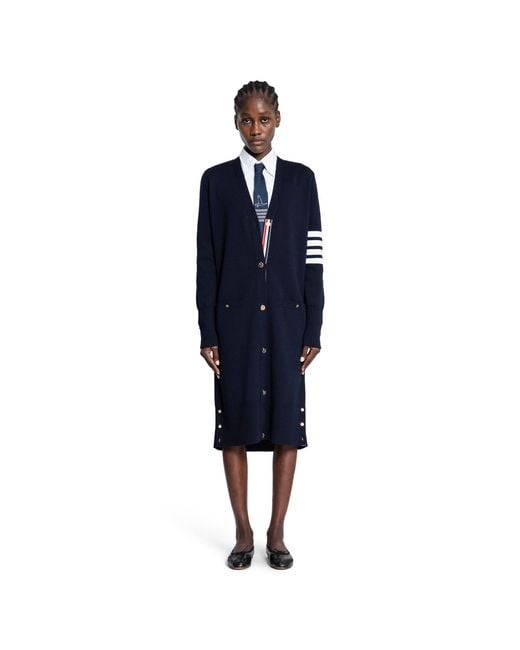 Thom Browne Blue 4-Bar Long Cardigan