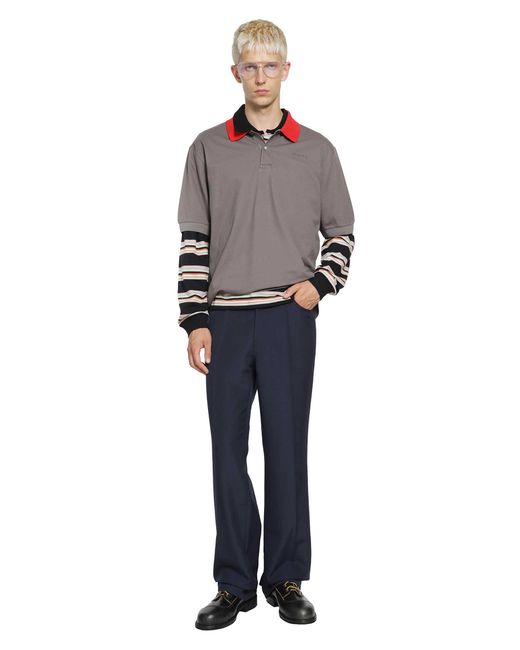 Marni Gray Polo Shirt With Contrast Trims for men