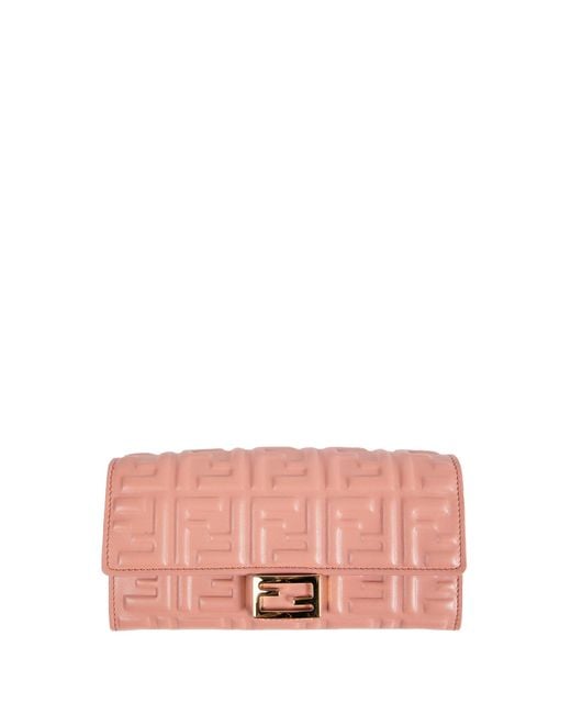 Fendi Pink Ff Nappa Baguette Chain Wallet