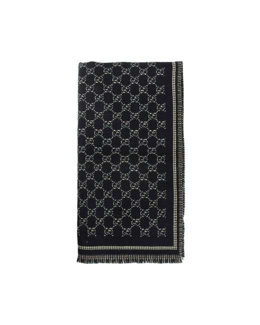Gucci Black Sciarpa Di Lana gg for men