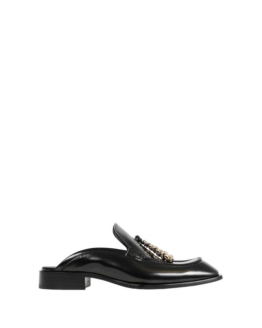Loewe Black Brushed Leather Edge Loafer Mules
