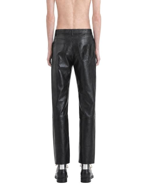 MM6 by Maison Margiela Gray Leather-Effect Trousers for men