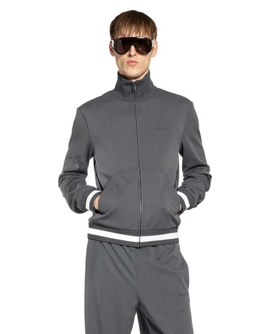 Gucci Gray Technical Jersey Track Jacket for men