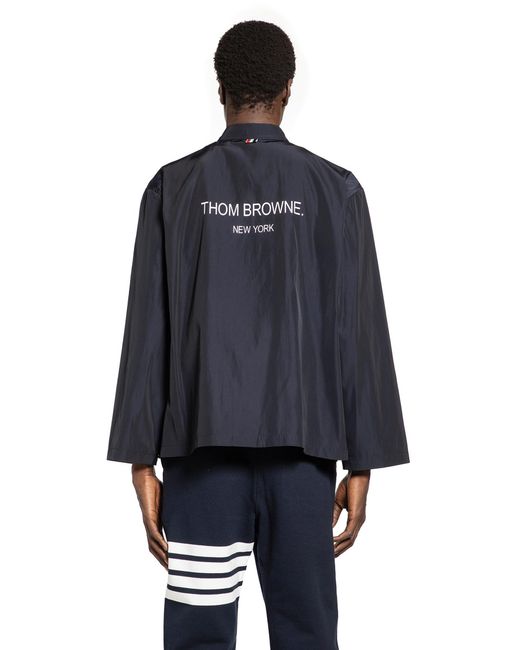 Thom Browne Blue Packable Logo Print Jacket In for men