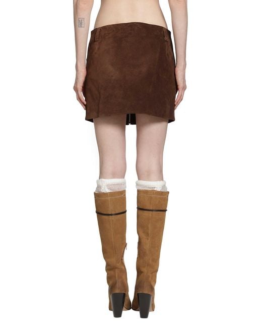 Marni Brown Suede And Leather Mini Skirt