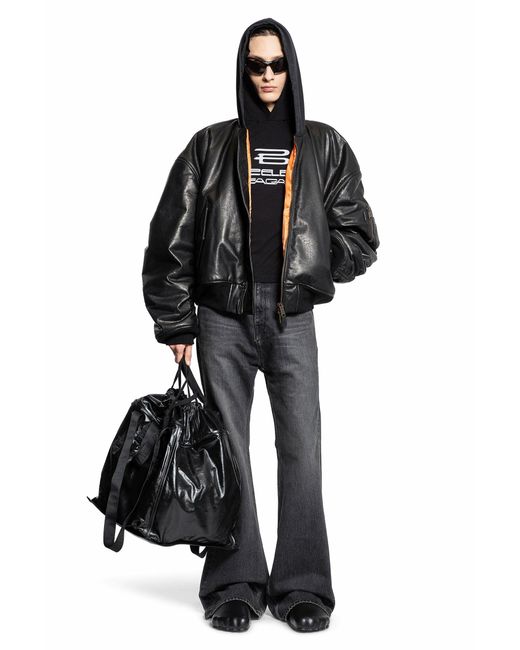 Balenciaga Black Leather Jackets for men