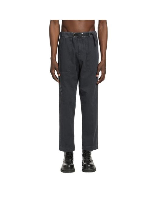 White Sand Black Belted Cotton Trousers for men
