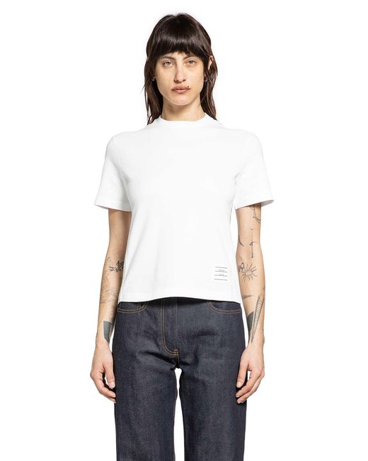 Thom Browne White Classic Piqué 4-Bar Tee