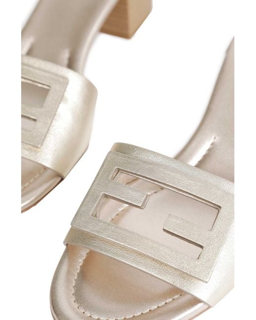 Fendi White Laminated Leather Mules