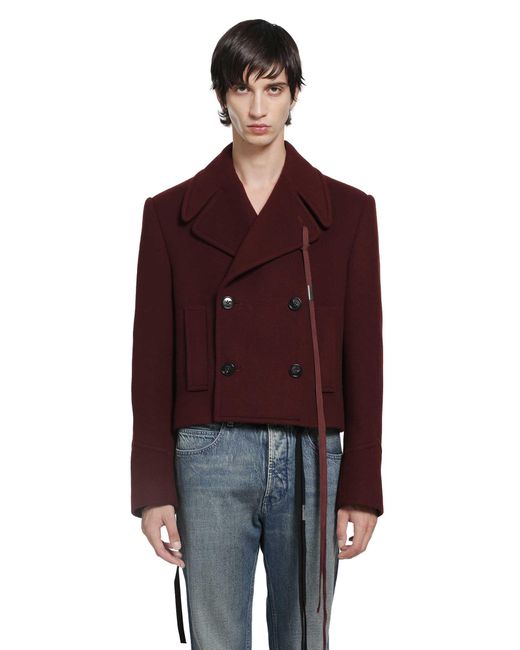 Ann Demeulemeester Red Dalmar Double-Breasted Wool Caban for men