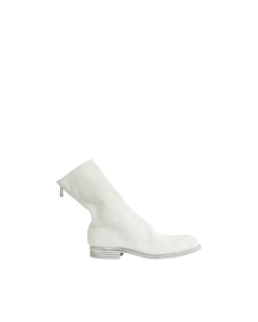 Guidi White Zipped Ankle Boots for men