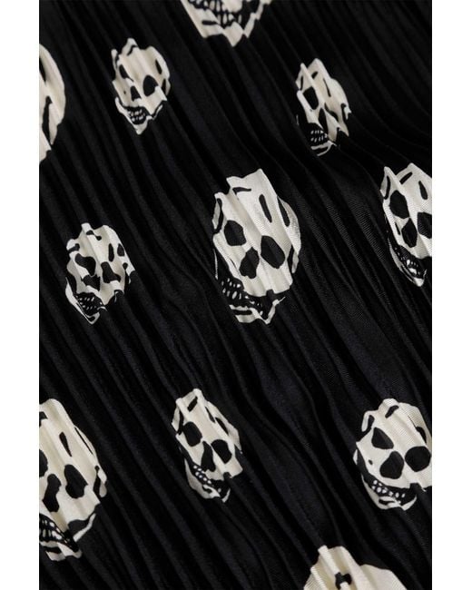 McQueen Black Pleated Skull Scarf