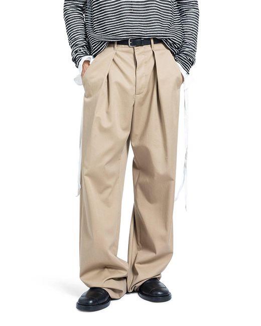 Ann Demeulemeester Natural Botel Wide Leg Pleated Trousers for men