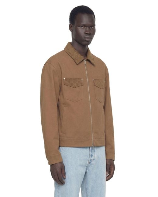 Gucci Brown Heavy Cotton Canvas Overshirt for men