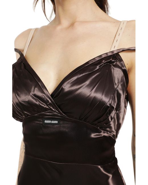 Miu Miu Brown Long Satin Dress