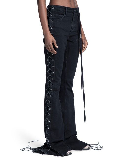 Ann Demeulemeester Blue Treze Lace-Up Bootcut Jeans