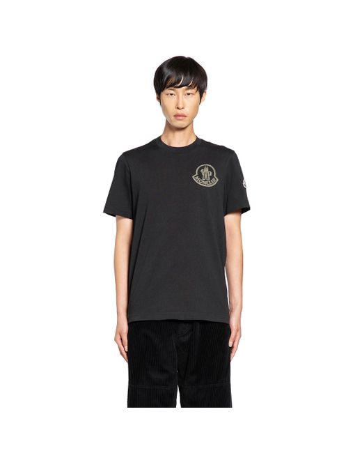 Moncler Black Logo Cotton T-Shirt for men