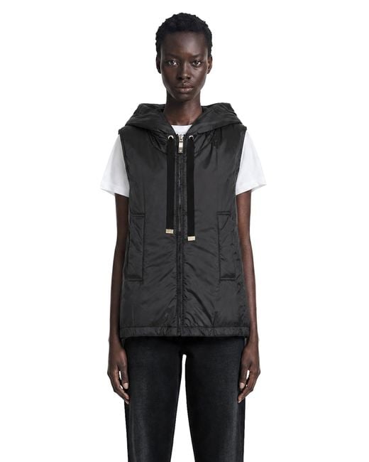 Max Mara Black Padded Water-Repellent Hooded Gilet