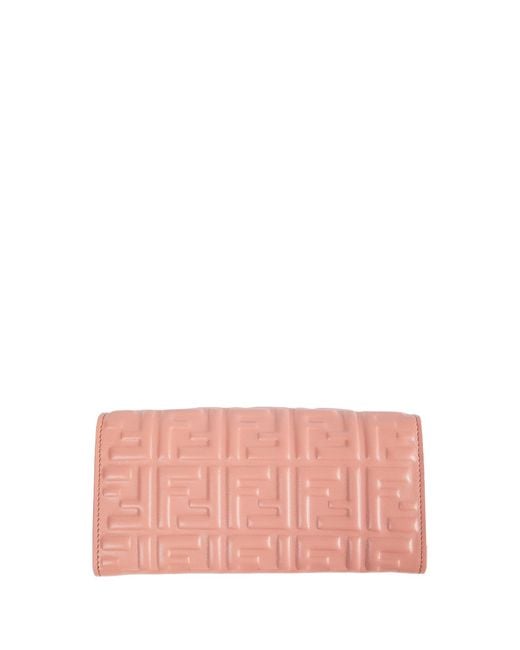 Fendi Pink Ff Nappa Baguette Chain Wallet