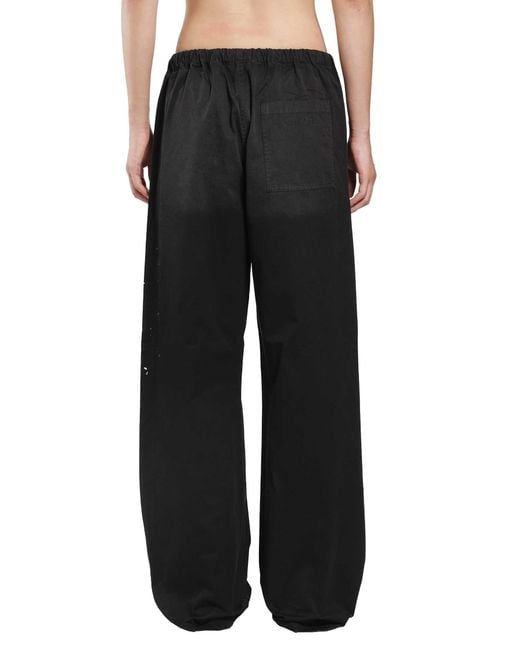 Acne Black Washed Cotton Drawstring Trousers for men